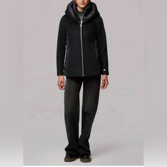 SOIA&KYO viviana mixed media jacket in black - Picture 2 of 4